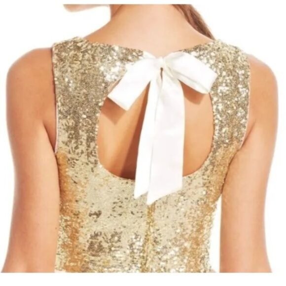 B.DARLIN GOLD SEQUIN MINI DRESS Cut Out/Bow   Prom Party Small - Picture 7 of 9